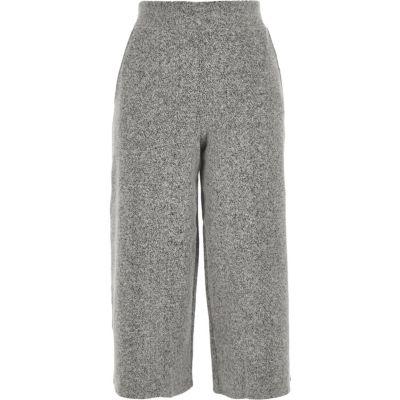 Grey knit cropped culottes